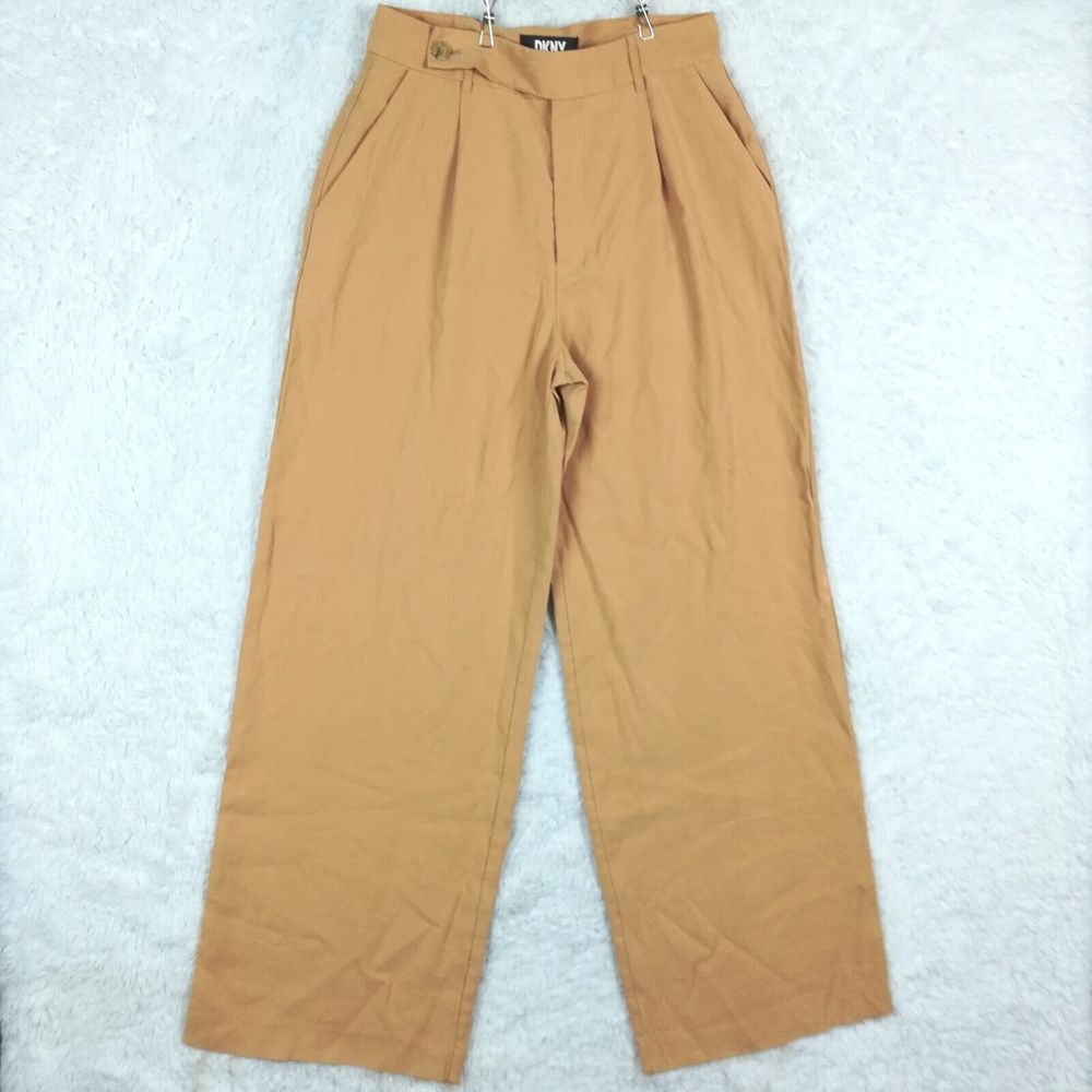 DKNY Womens Pants Wide‎ Leg High Waisted Orange Pleated Front Soft Boho 6